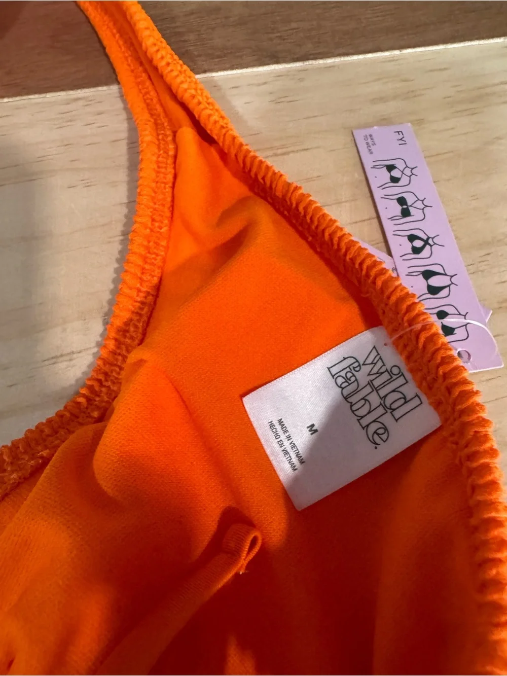 WILD FABLE Textured Orange Triangle Bikini HALTER Top Size medium